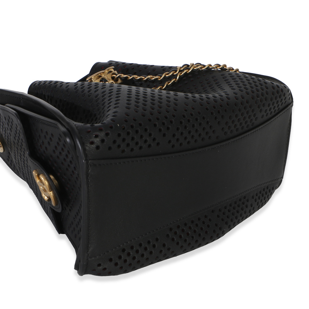 Chanel Black Perforated Calfskin Small Chanel 25 Hobo - Picture 6 of 8
